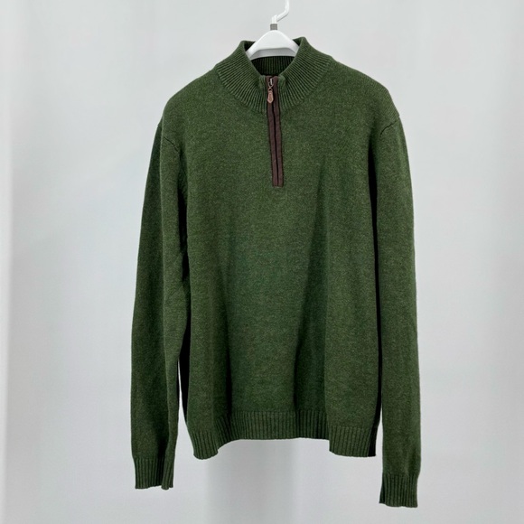 J. McLaughlin Men’s Tate Cashmere Quarter Zip Green Sweater Size XL